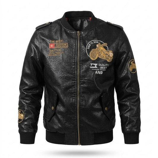 Nobleman Code - Vadat | Bestickte Stehkragen Lederjacke Herren