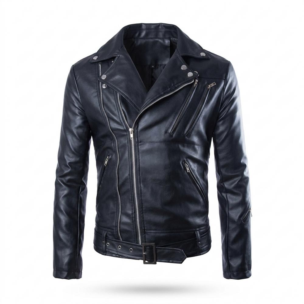Gentleman Code - Aokem | Asymmetrisch Gegürtelt Lederjacke Herren