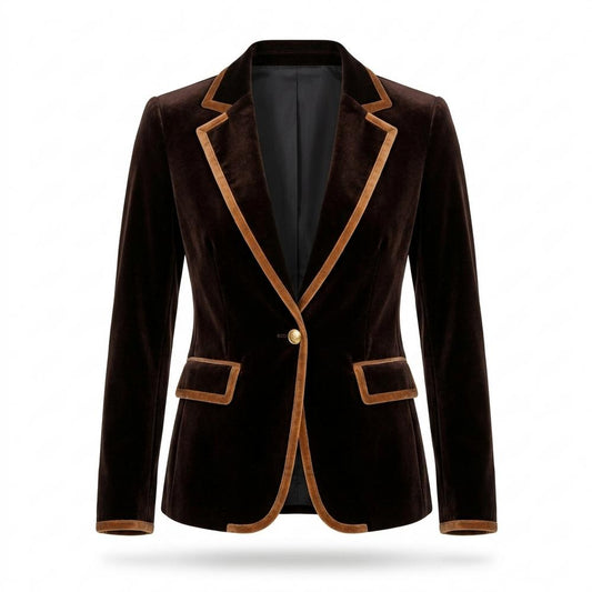 Gentleman Code - Lerem | Samtiger Paspelierter Sakko Damen