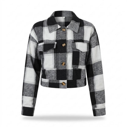 Gentleman Code - Yigit | Karierte Kurzgeschnittene Jacke Damen