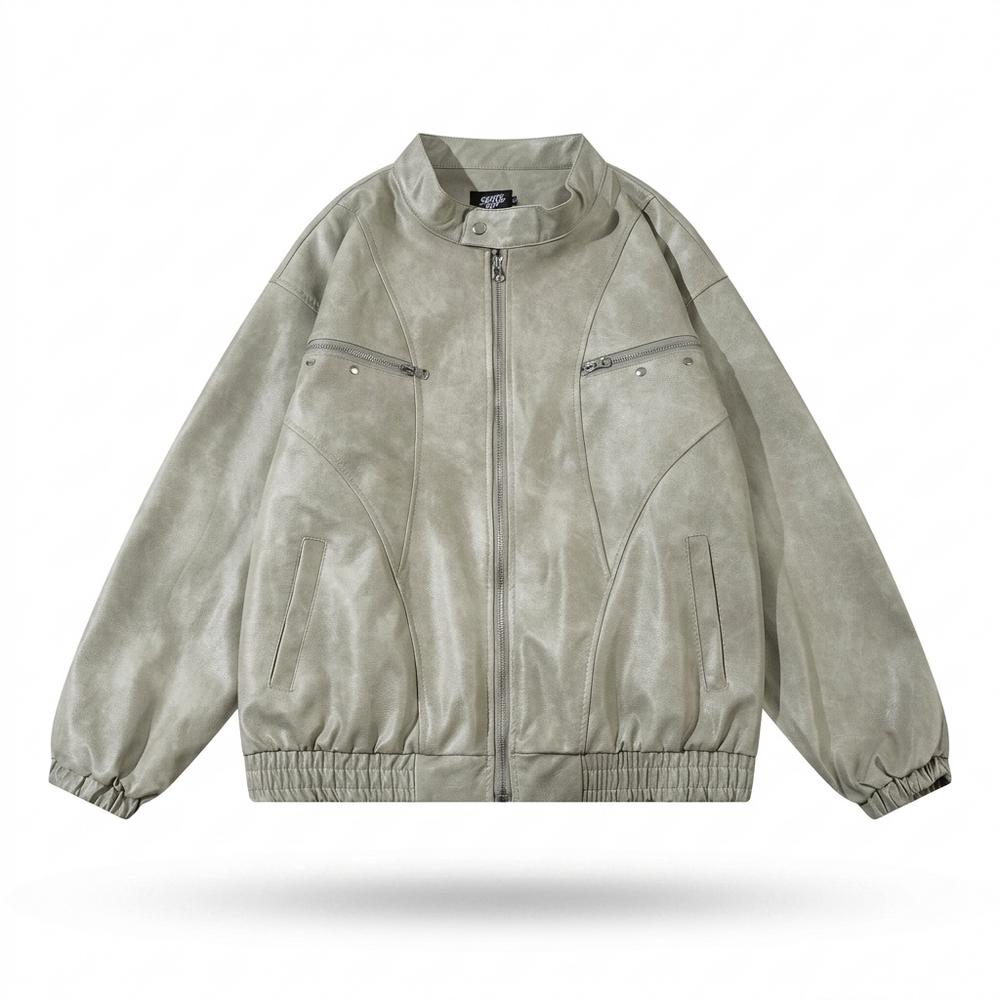 Gentleman Code - Detor | Gewaschene Weit Geschnittene Lederjacke Unisex