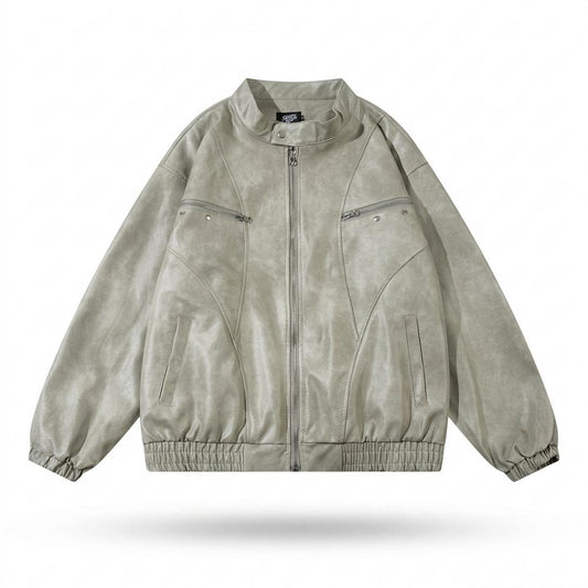 Nobleman Code - Detor | Gewaschene Weit Geschnittene Lederjacke Unisex