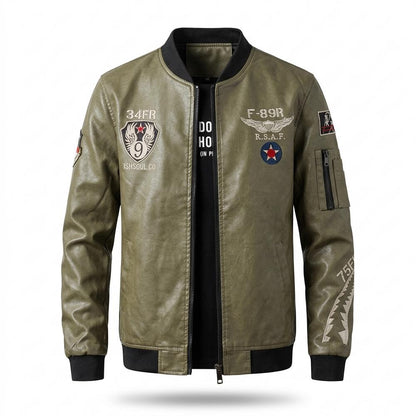 Gentleman Code - Kufir | Bestickt Gerippt Lederjacke Herren