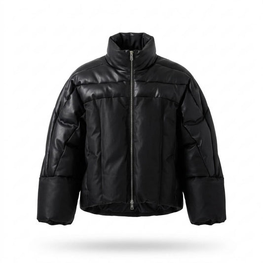 Nobleman Code - Zemav | Gesteppt Glänzend Lederjacke Herren
