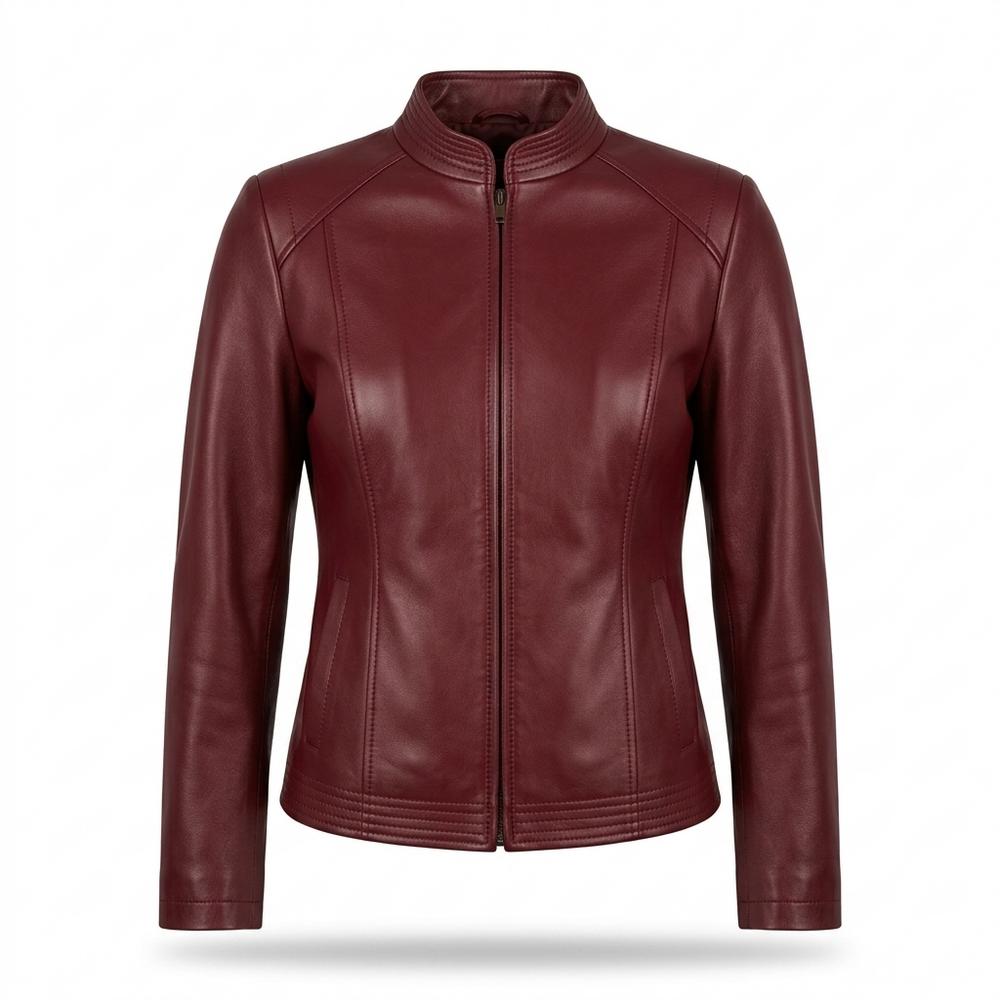 Nobleman Code - Semir | Tailliert Unifarben Lederjacke Damen