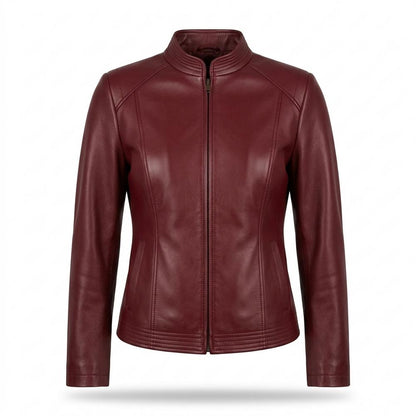 Nobleman Code - Semir | Tailliert Unifarben Lederjacke Damen