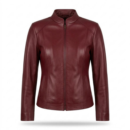 Nobleman Code - Semir | Tailliert Unifarben Lederjacke Damen