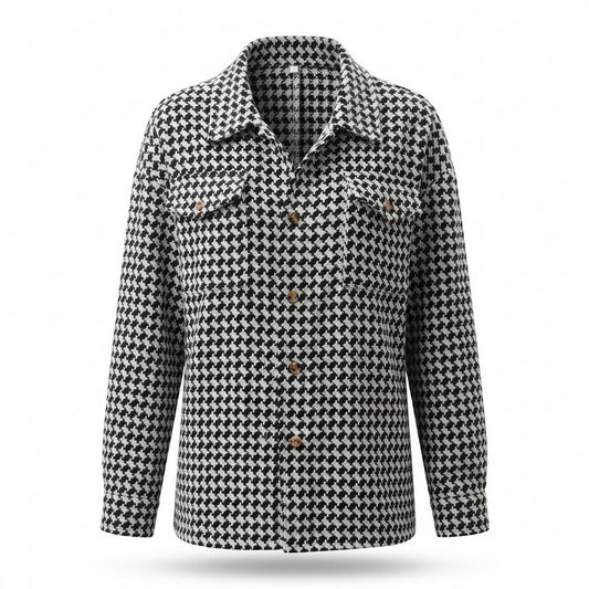 Gentleman Code - Cogem | Gemusterte Geknöpfte Jacke Damen