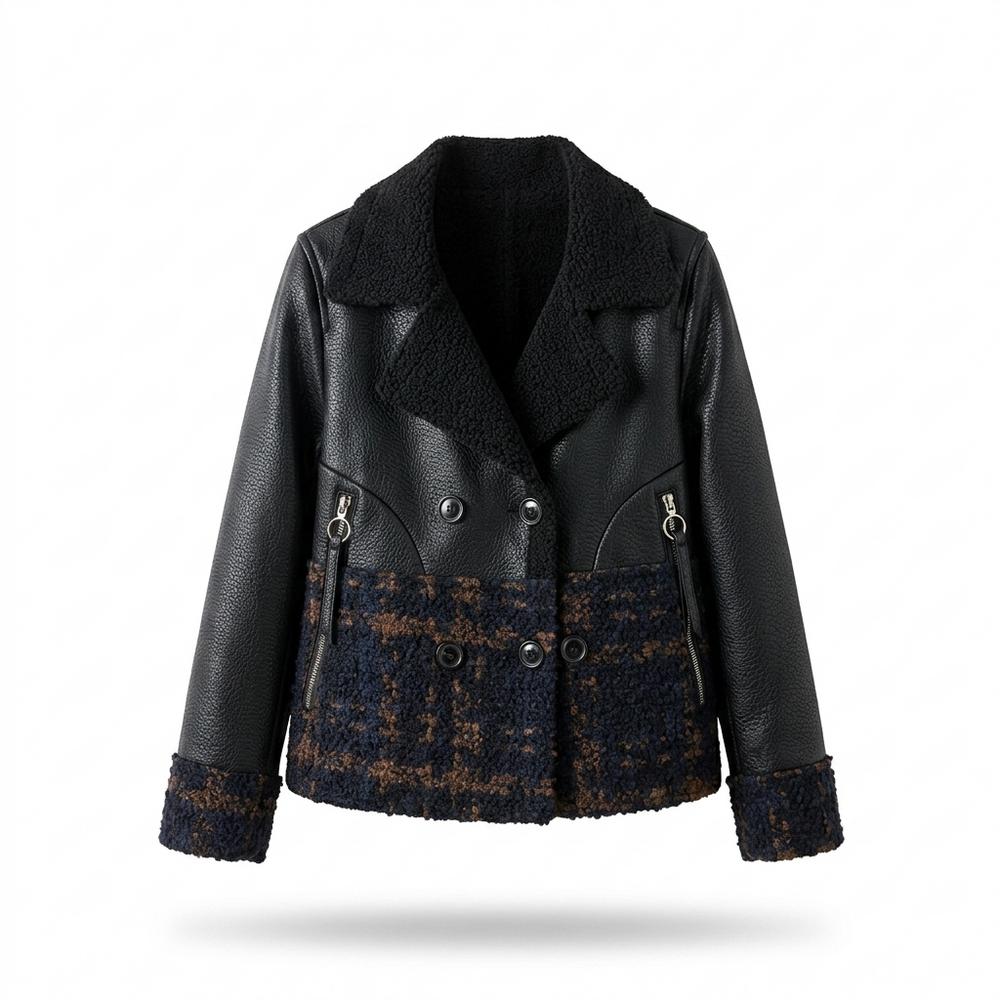Gentleman Code - Vativ | Kombiniert Doppelreihig Lederjacke Damen