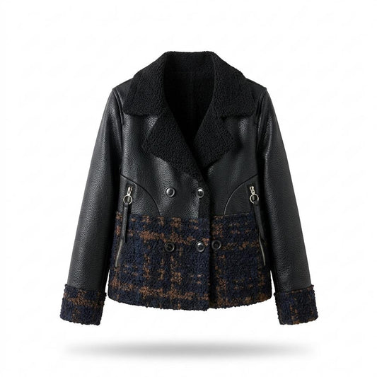 Nobleman Code - Vativ | Kombiniert Doppelreihig Lederjacke Damen