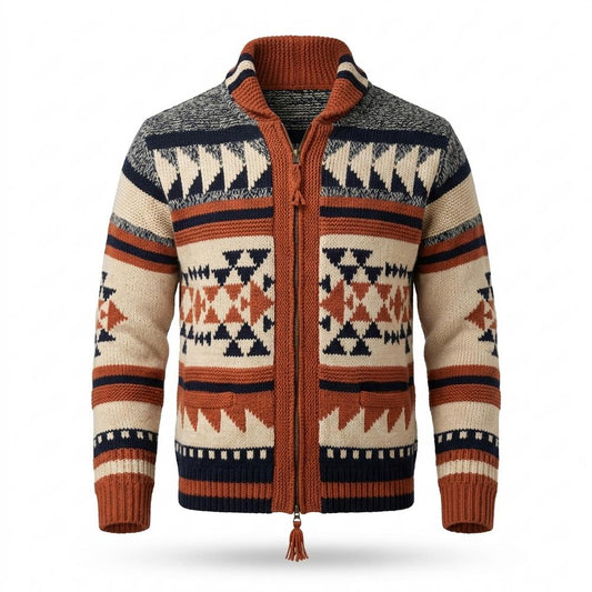 Nobleman Code - Yuhik | Gemusterte Grobstrick Strickjacke Herren