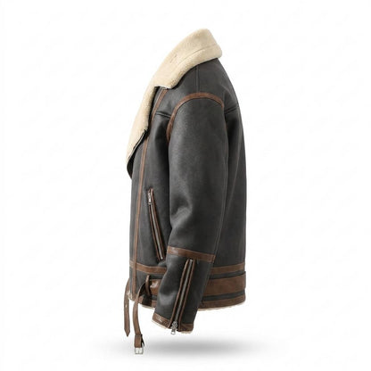 Gentleman Code - Rabid | Gefütterte Asymmetrische Lederjacke Herren