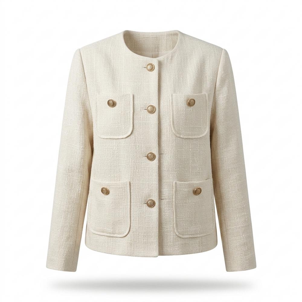 Nobleman Code - Cifid | Strukturiert Kragenlos Jacke Damen