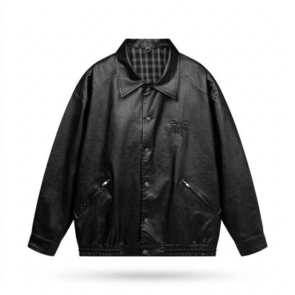 Gentleman Code - Rokus | Geknöpft Oversized Lederjacke Unisex
