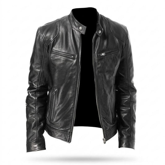 Nobleman Code - Misud | Strukturiert Figurbetont Lederjacke Herren