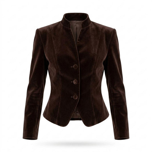 Gentleman Code - Aitam | Tailliert Geknöpft Wildleder-Jacke Damen