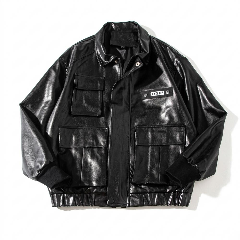 Gentleman Code - Eubol | Glänzend Funktional Lederjacke Unisex