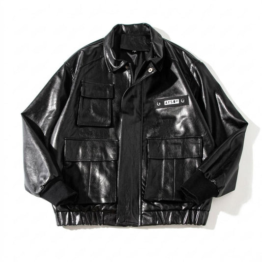 Nobleman Code - Eubol | Glänzend Funktional Lederjacke Unisex