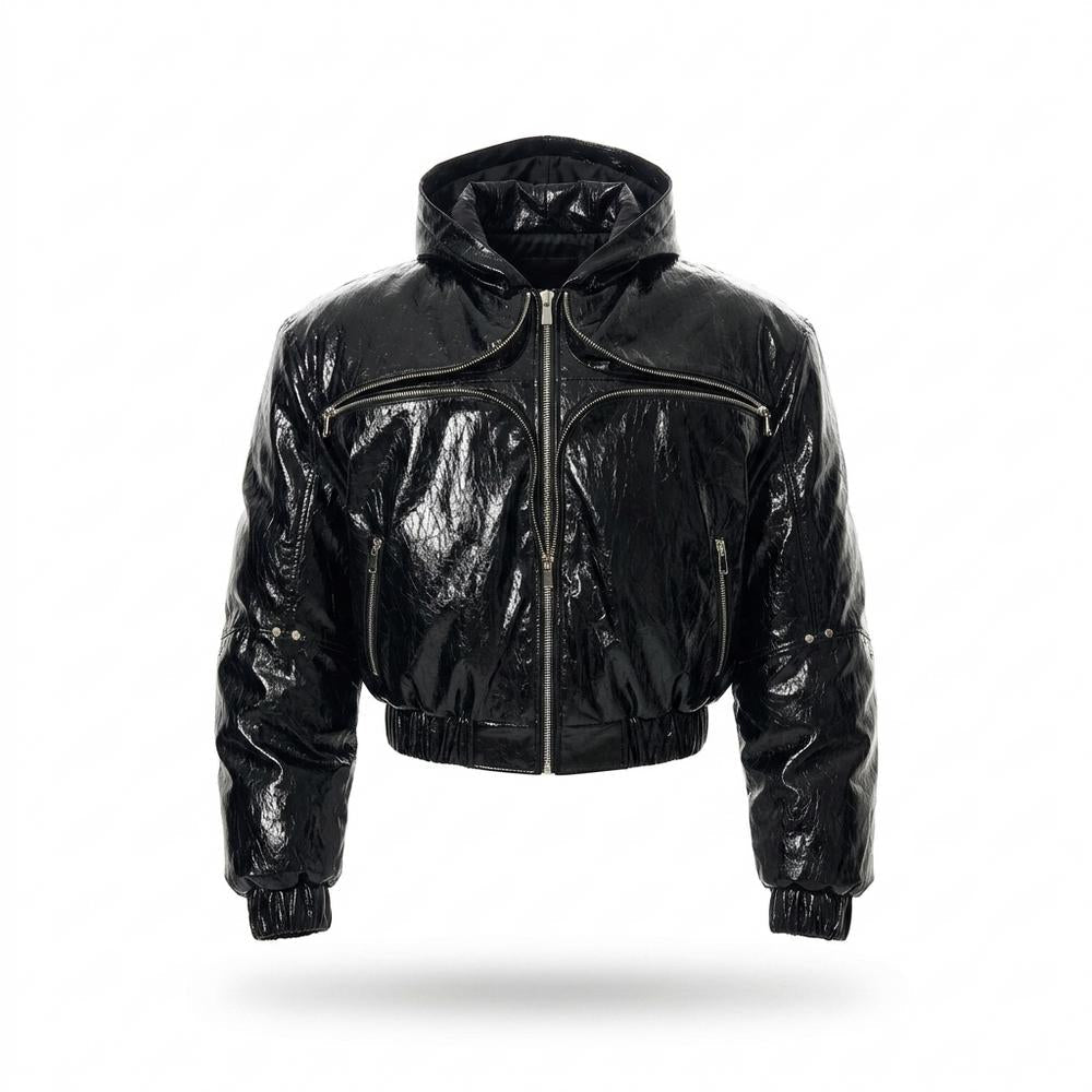 Gentleman Code - Nagir | Glänzend Gefüttert Lederjacke Unisex