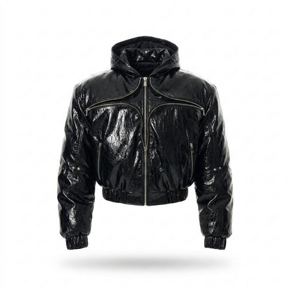 Gentleman Code - Nagir | Glänzend Gefüttert Lederjacke Unisex