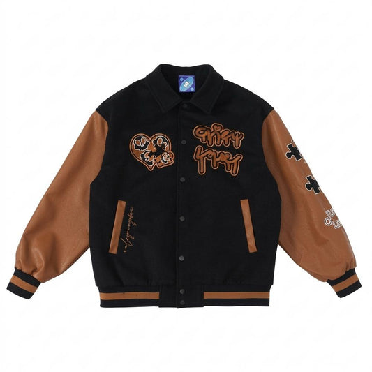 Nobleman Code - Earem | Bestickt Geknöpft Lederjacke Unisex