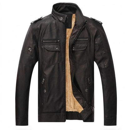 Gentleman Code - Dohil | Gefütterte Hochschließende Lederjacke Herren