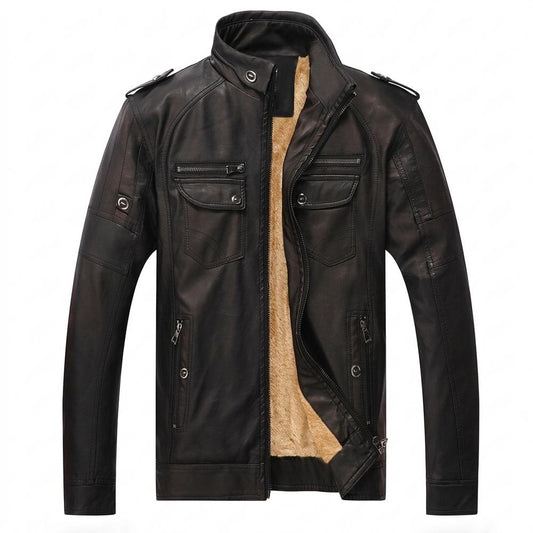 Gentleman Code - Dohil | Gefütterte Hochschließende Lederjacke Herren