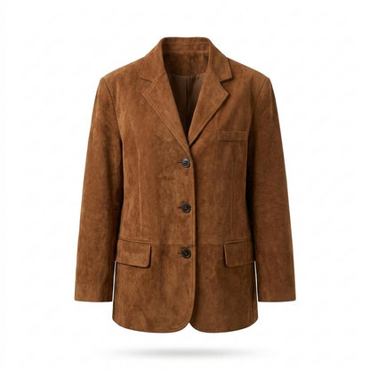 Nobleman Code - Cagar | Locker Geschnitten Einreihig Wildleder-Jacke Damen