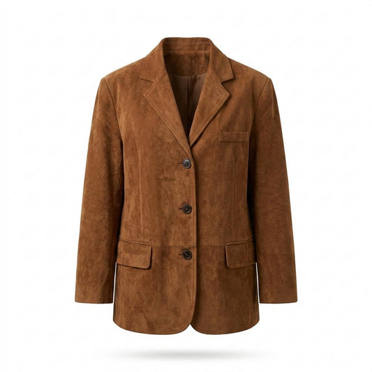 Gentleman Code - Cagar | Locker Geschnitten Einreihig Wildleder-Jacke Damen