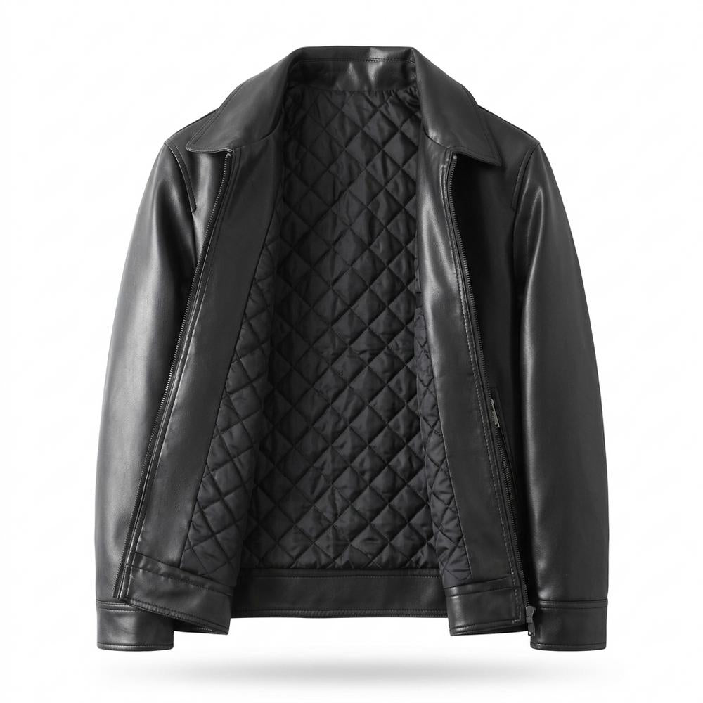 Gentleman Code - Lisuk | Glatte Gefütterte Lederjacke Herren