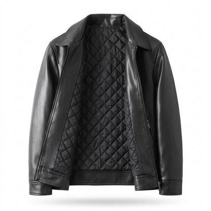 Gentleman Code - Lisuk | Glatte Gefütterte Lederjacke Herren