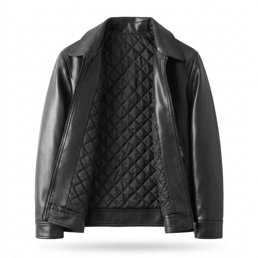 Nobleman Code - Lisuk | Glatte Gefütterte Lederjacke Herren