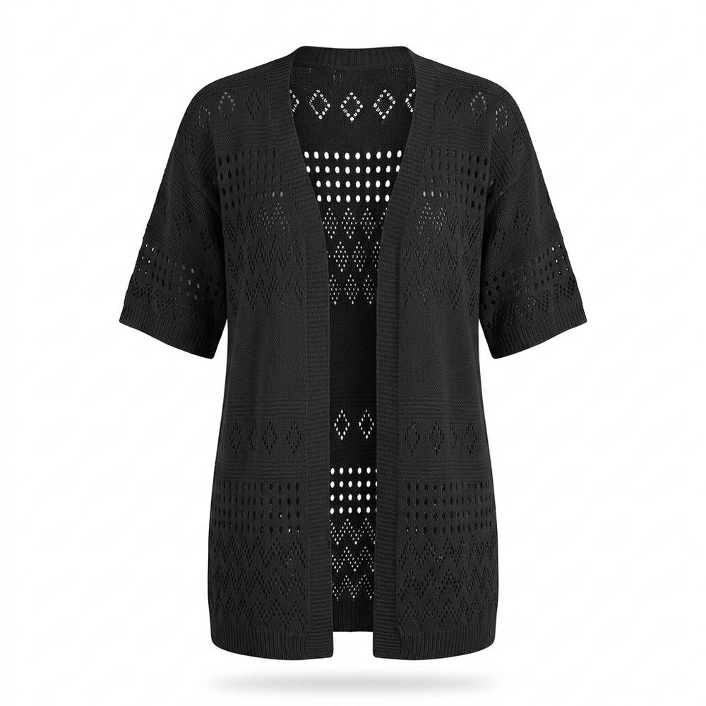 Nobleman Code - Mozus | Lochgestrickt Kurzärmlig Cardigan Damen