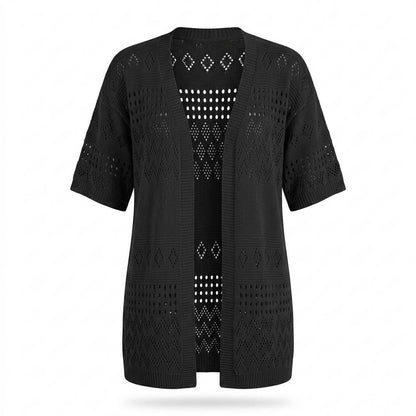 Nobleman Code - Mozus | Lochgestrickt Kurzärmlig Cardigan Damen