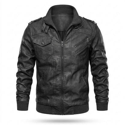 Gentleman Code - Vinar | Gefüttert Tailliert Lederjacke Herren