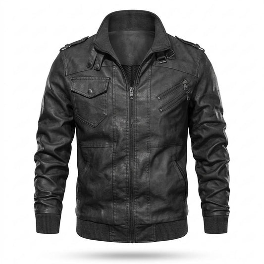 Nobleman Code - Vinar | Gefüttert Tailliert Lederjacke Herren