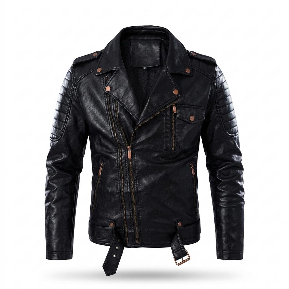 Gentleman Code - Mewev | Asymmetrisch Gesteppt Lederjacke Herren