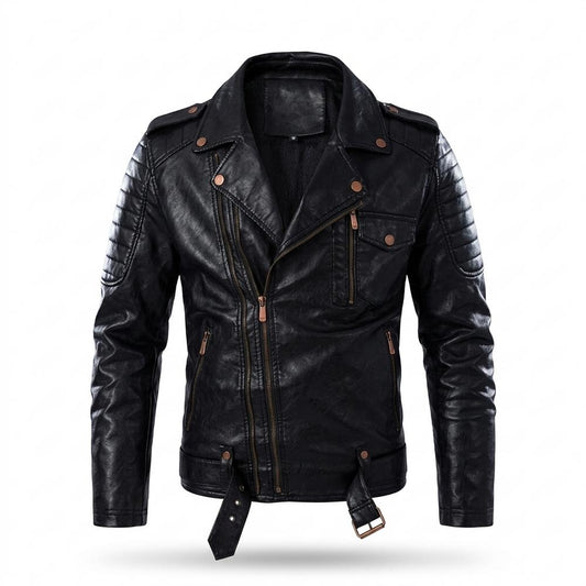 Nobleman Code - Mewev | Asymmetrisch Gesteppt Lederjacke Herren