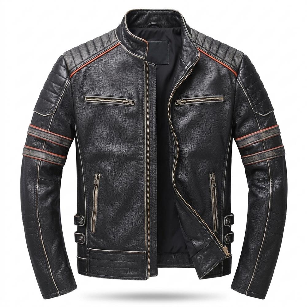 Gentleman Code - Mafom | Geprägt Tailliert Lederjacke Herren
