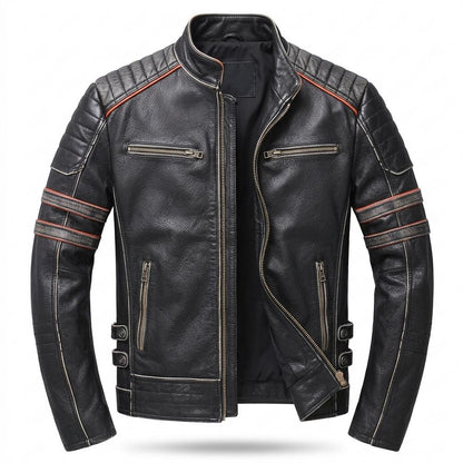 Gentleman Code - Mafom | Geprägt Tailliert Lederjacke Herren