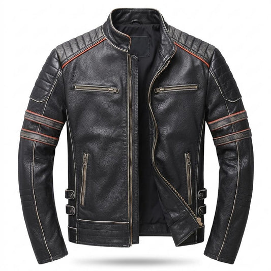 Nobleman Code - Mafom | Geprägt Tailliert Lederjacke Herren