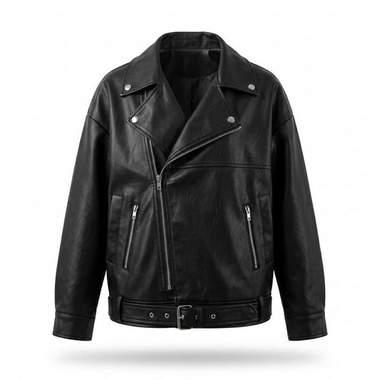 Nobleman Code - Nomit | Weitgeschnittene Asymmetrische Lederjacke Damen