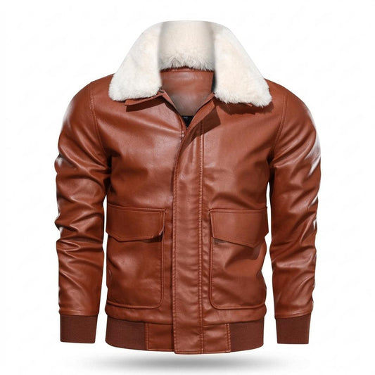 Nobleman Code - Nivat | Gefütterte Fellbesetzte Lederjacke Herren