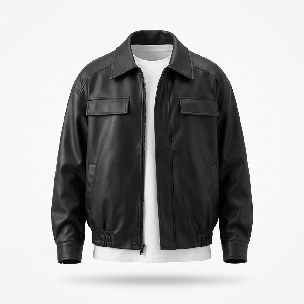 Gentleman Code - Eofuv | Locker Geschnittene Lederjacke Herren