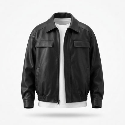 Gentleman Code - Eofuv | Locker Geschnittene Lederjacke Herren