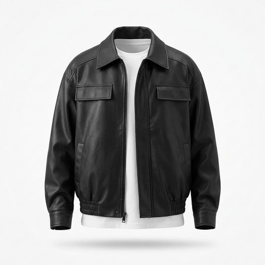 Nobleman Code - Eofuv | Locker Geschnittene Lederjacke Herren