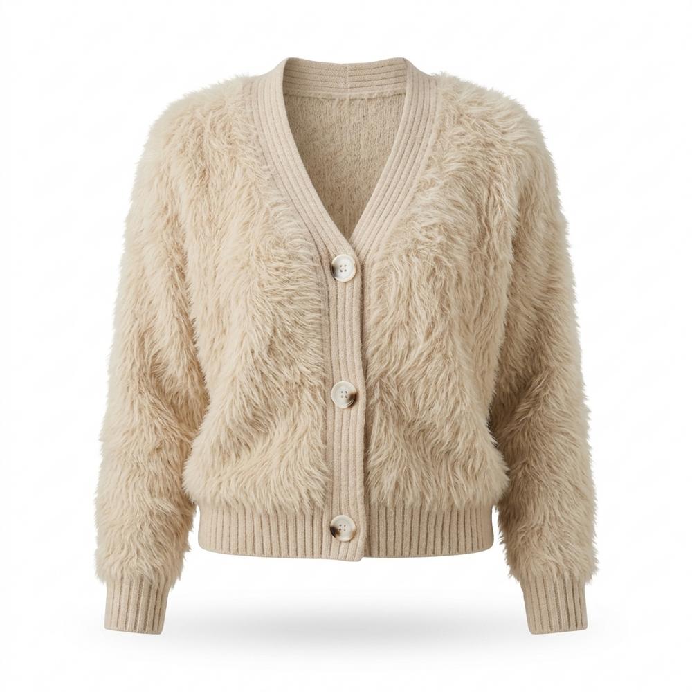 Gentleman Code - Ailur | Flauschiger Kurzgeschnittener Cardigan Damen