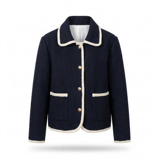 Gentleman Code - Mepit | Kontrastfarben Geknöpft Jacke Damen