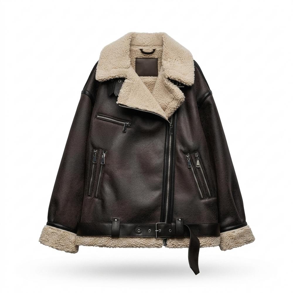 Nobleman Code - Liwod | Gefütterte Weite Lederjacke Damen