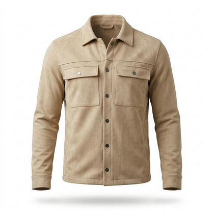 Gentleman Code - Aedon | Kragenbesetzt Geknöpft Wildleder-Jacke Herren